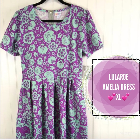 LuLaRoe Dresses & Skirts - 💜SOLD💜Unicorn Floral #Amelia #LuLaRoe XL NWT🦄